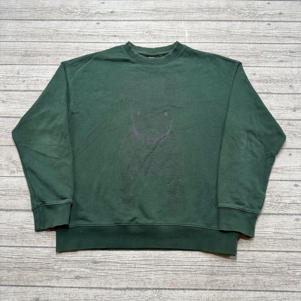 Lifework Sweatshirt Men's Small Green French Bulldog Graphic Athletic Pullover